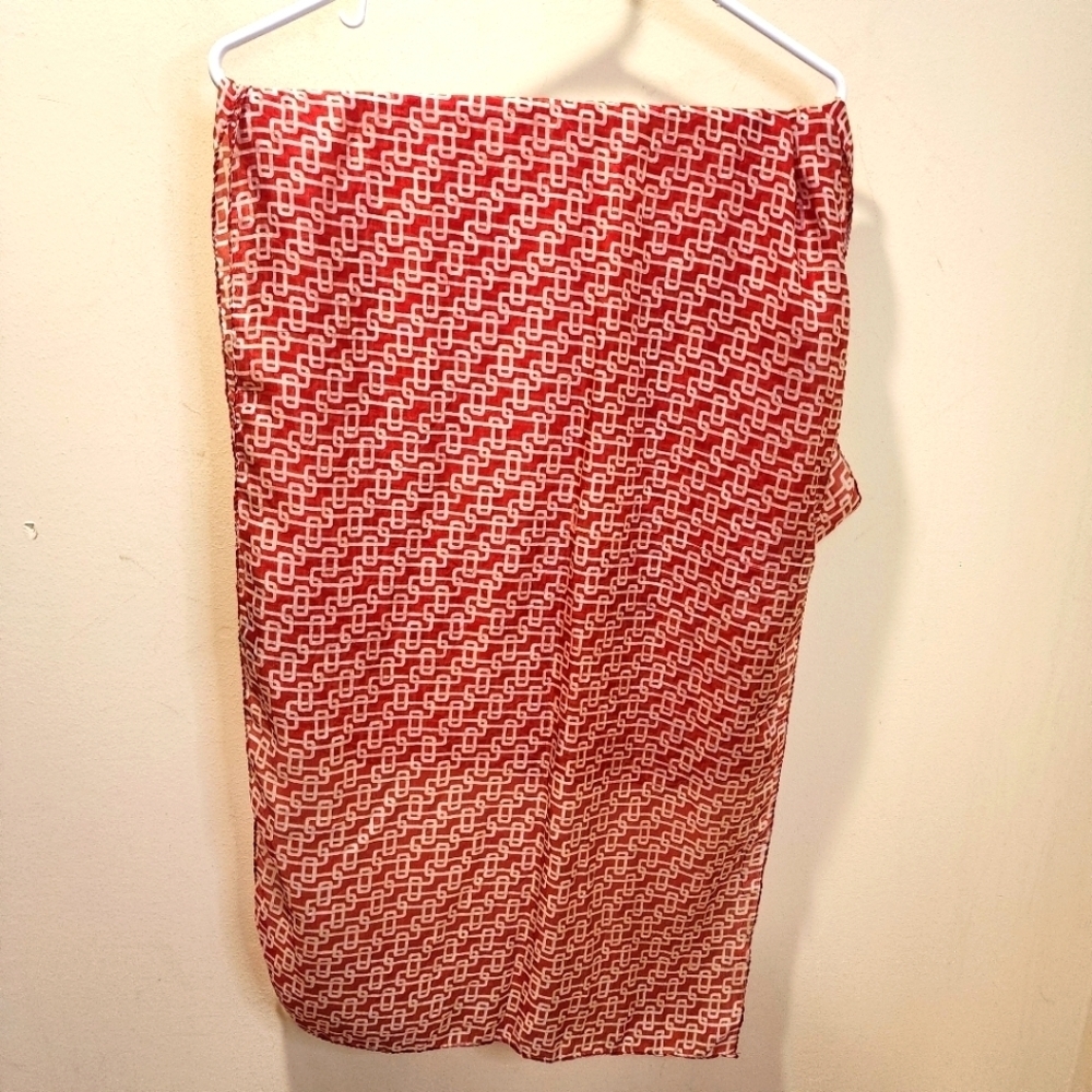 PRINTEMPS Red novelty Print 100% Silk lightweight scarf